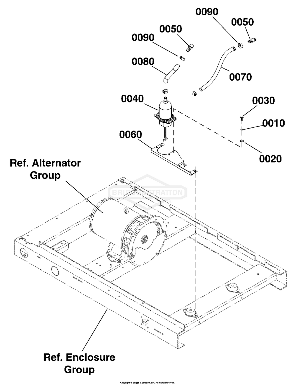 Heater Group Diagram and Parts List for 076158-02  Briggs and Stratton Generator